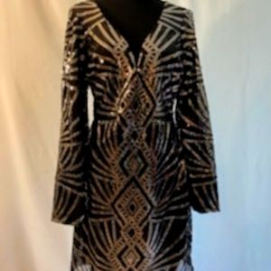Black and silver midi cocktail dress- never worn